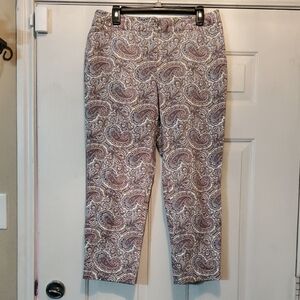 Talbots Paisley Crop Pants Size 10 Perfect Crop Stretch Ankle Pants